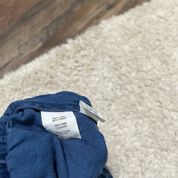 Madewell Size Medium Blue Chambray Elastic Waist Pull On Linen Blend Shorts - Picture 4 of 4